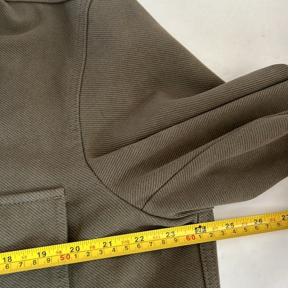 Zara olive soft pocket shirt relaxed fit lapel collar long sleeves button cuff - Picture 14 of 16